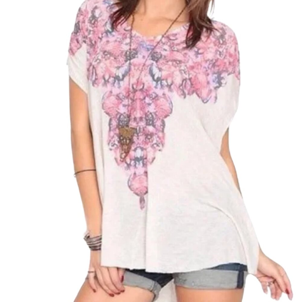 Free People Moon Dance Swing Tee S Boho Oversized Flowy